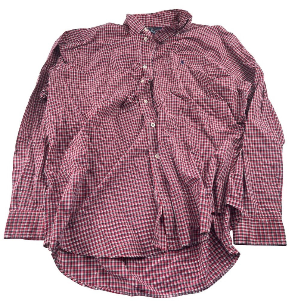 Ralph Lauren XL‎ Blake Red & Blue Check Long Sleeve Dress Shirt